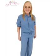 Enjoy Broek wide leg tencel 933101 Licht demin Blauw